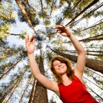 woman among trees